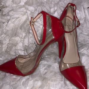Red And Clear Heels